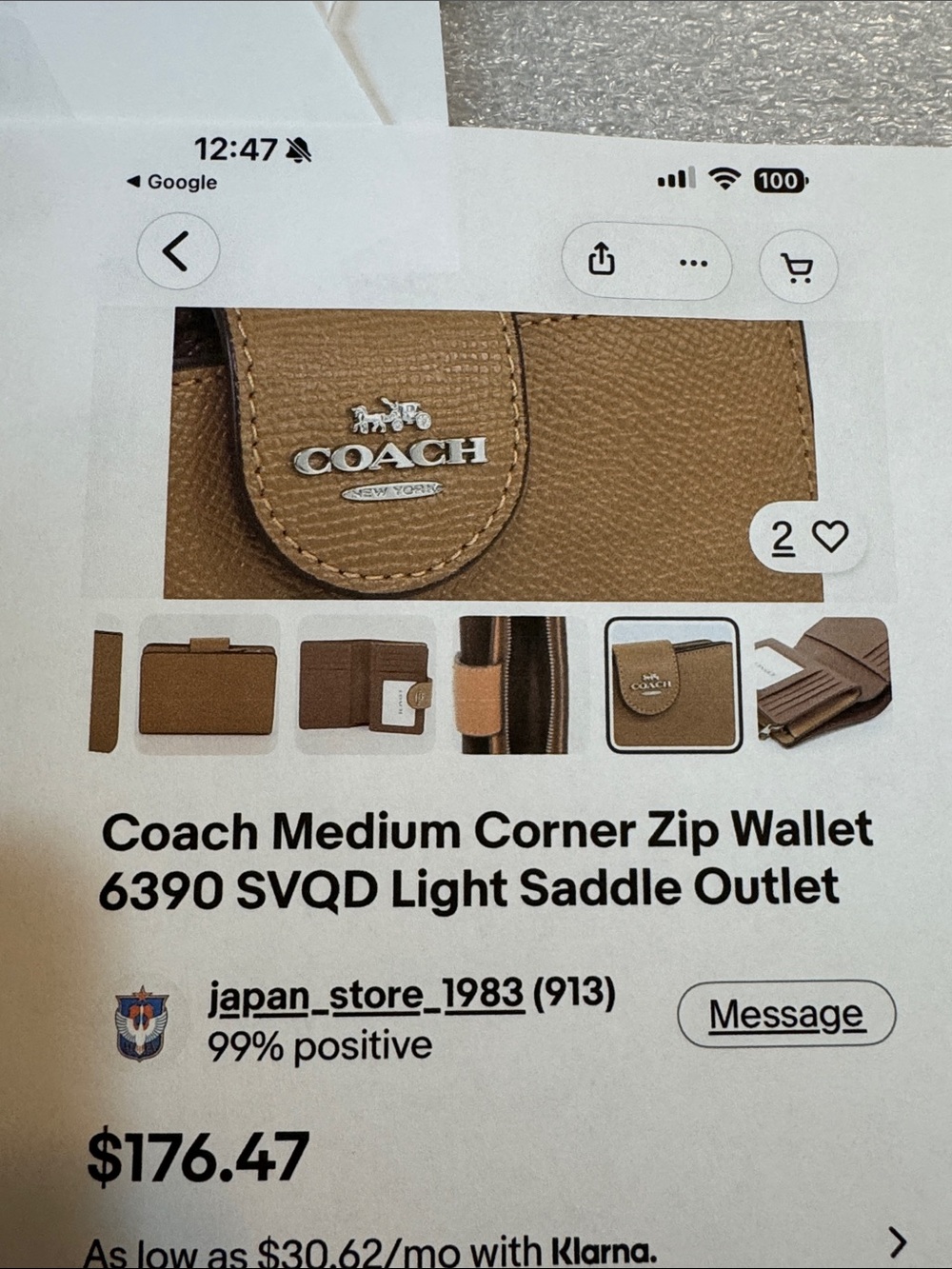 Coach Pebbled Leather Wallet in Taupe Brown with Gold Logo NWT - Picture 5 of 16